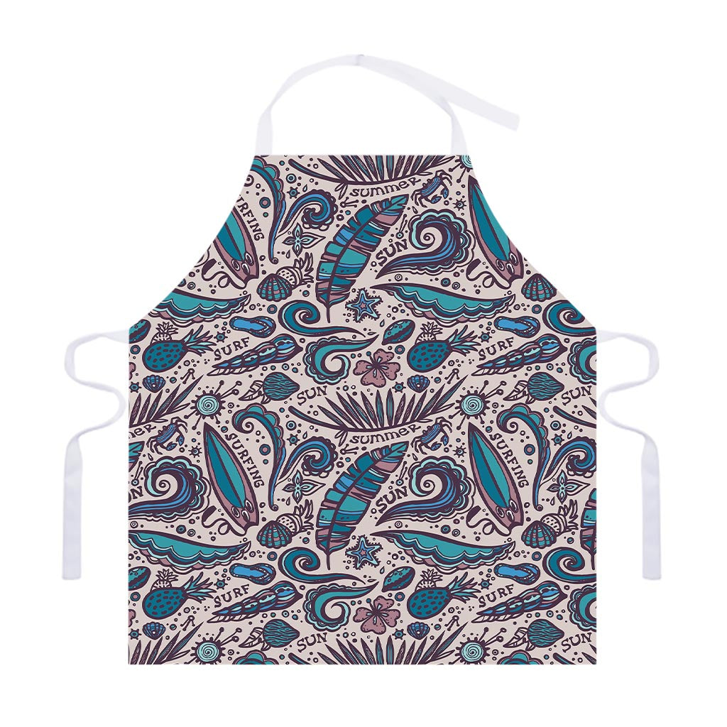 Summer Surfing Pattern Print Adjustable Apron