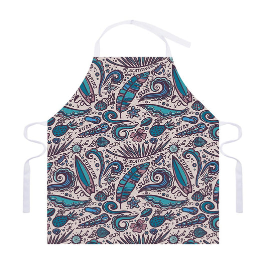 Summer Surfing Pattern Print Adjustable Apron