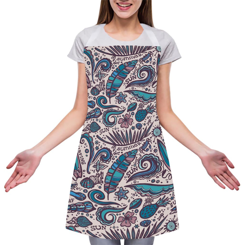 Summer Surfing Pattern Print Adjustable Apron