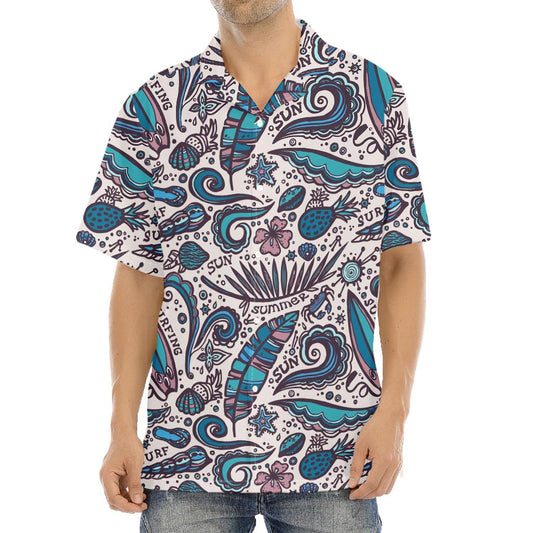 Summer Surfing Pattern Print Aloha Shirt