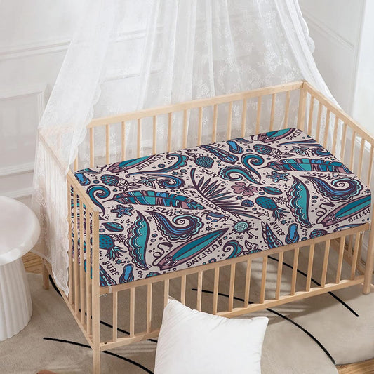 Summer Surfing Pattern Print Baby Crib Sheet