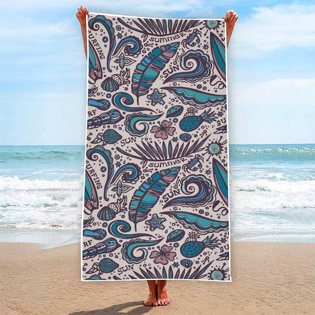 Summer Surfing Pattern Print Beach Towel