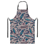 Summer Surfing Pattern Print Bib Apron With Pocket