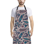 Summer Surfing Pattern Print Bib Apron With Pocket