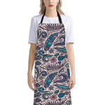 Summer Surfing Pattern Print Bib Apron With Pocket