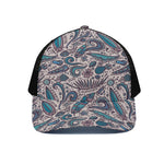 Summer Surfing Pattern Print Black Mesh Trucker Cap