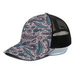 Summer Surfing Pattern Print Black Mesh Trucker Cap