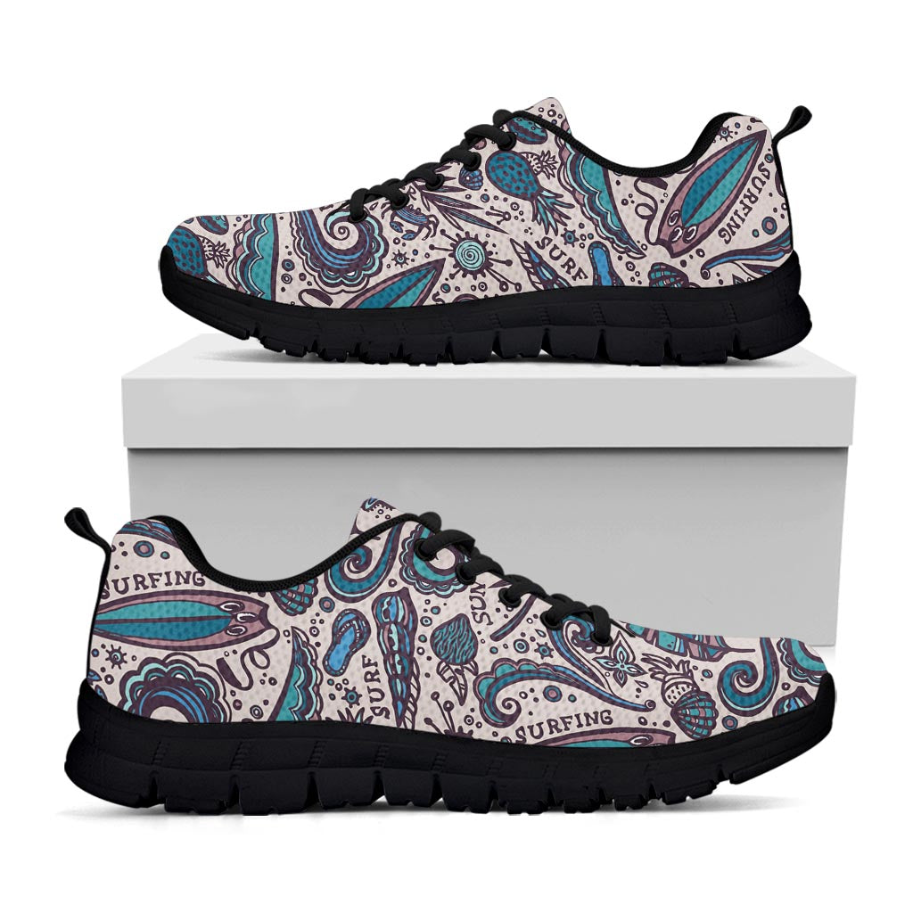 Summer Surfing Pattern Print Black Running Shoes