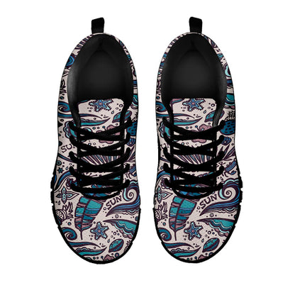 Summer Surfing Pattern Print Black Running Shoes
