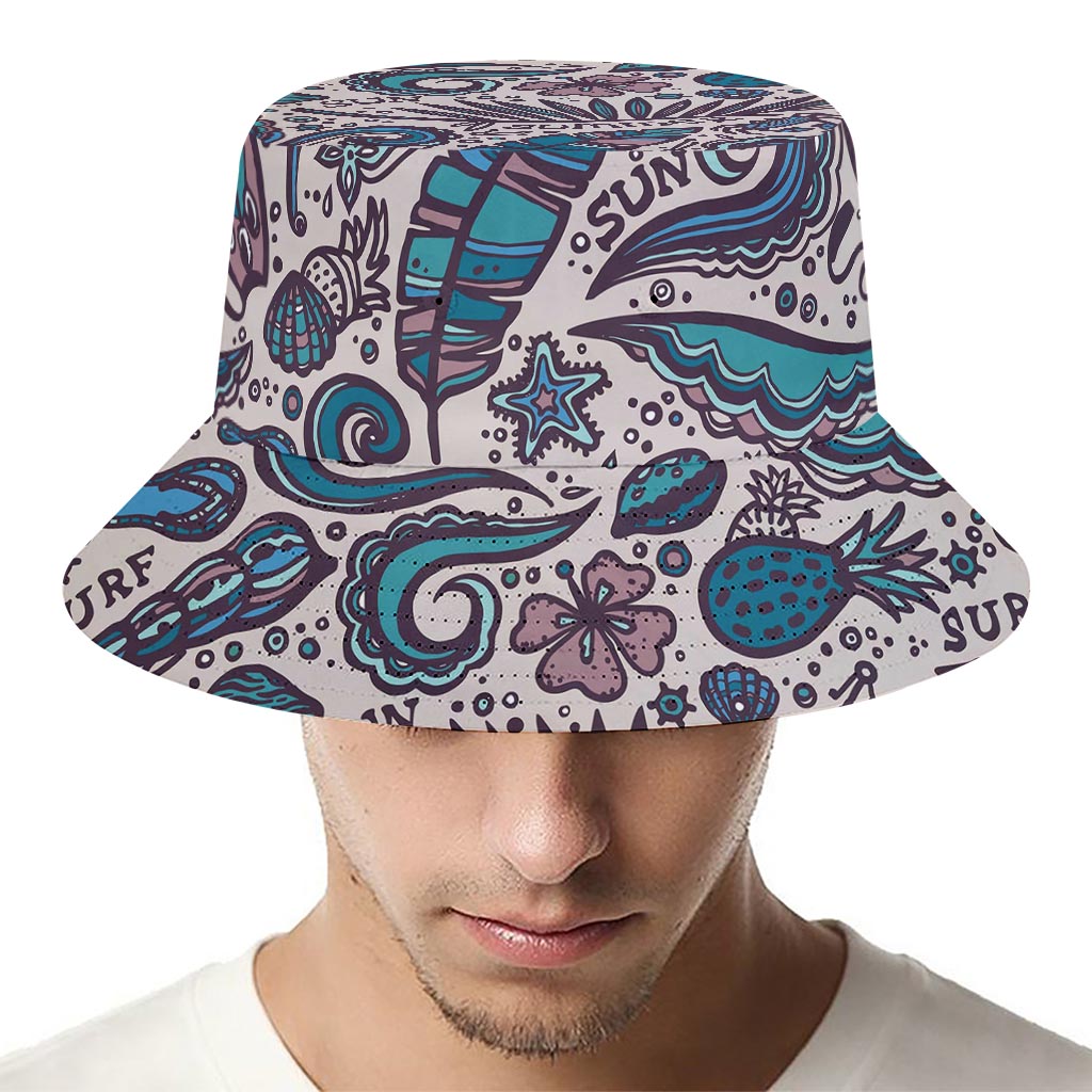 Summer Surfing Pattern Print Bucket Hat