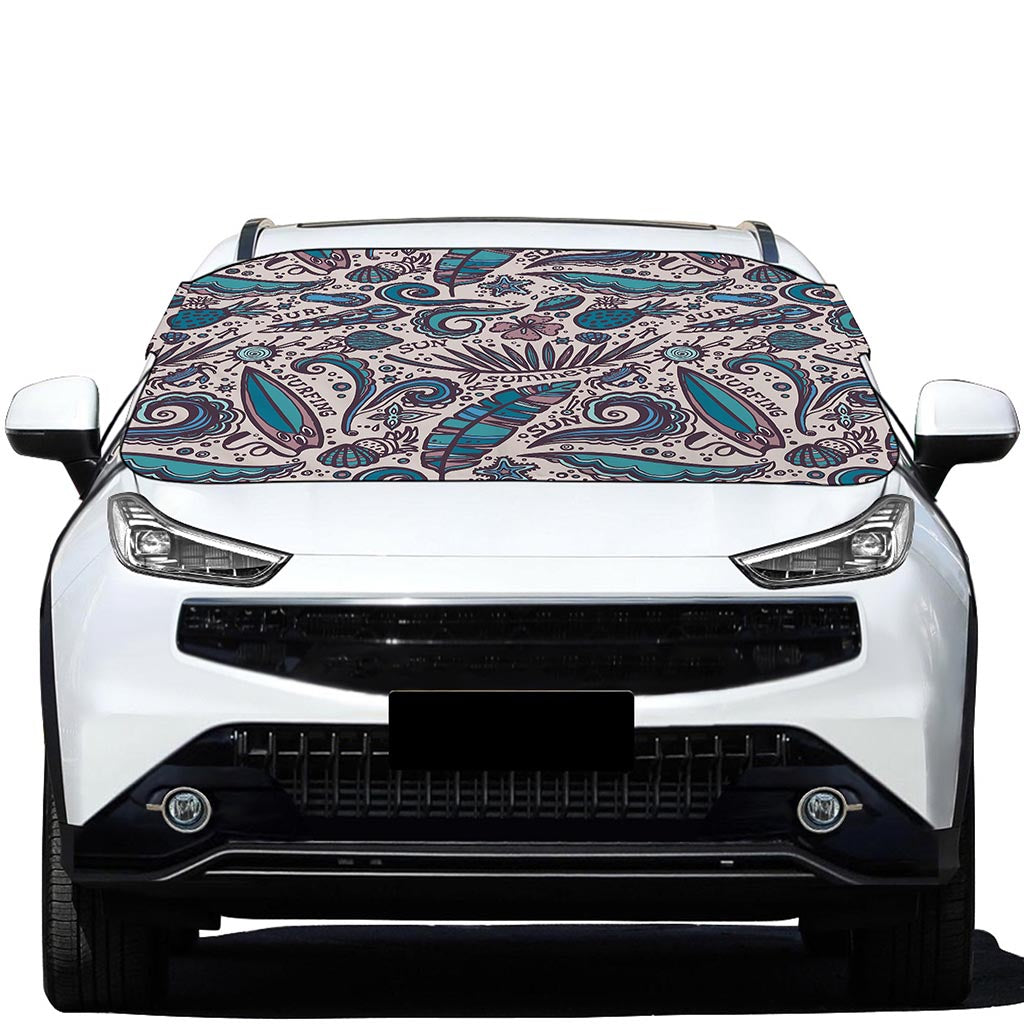 Summer Surfing Pattern Print Car Windshield Snow Cover