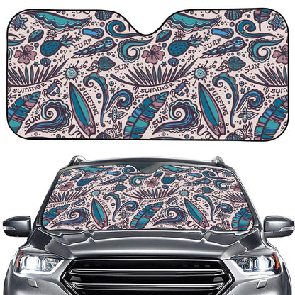 Summer Surfing Pattern Print Car Windshield Sun Shade