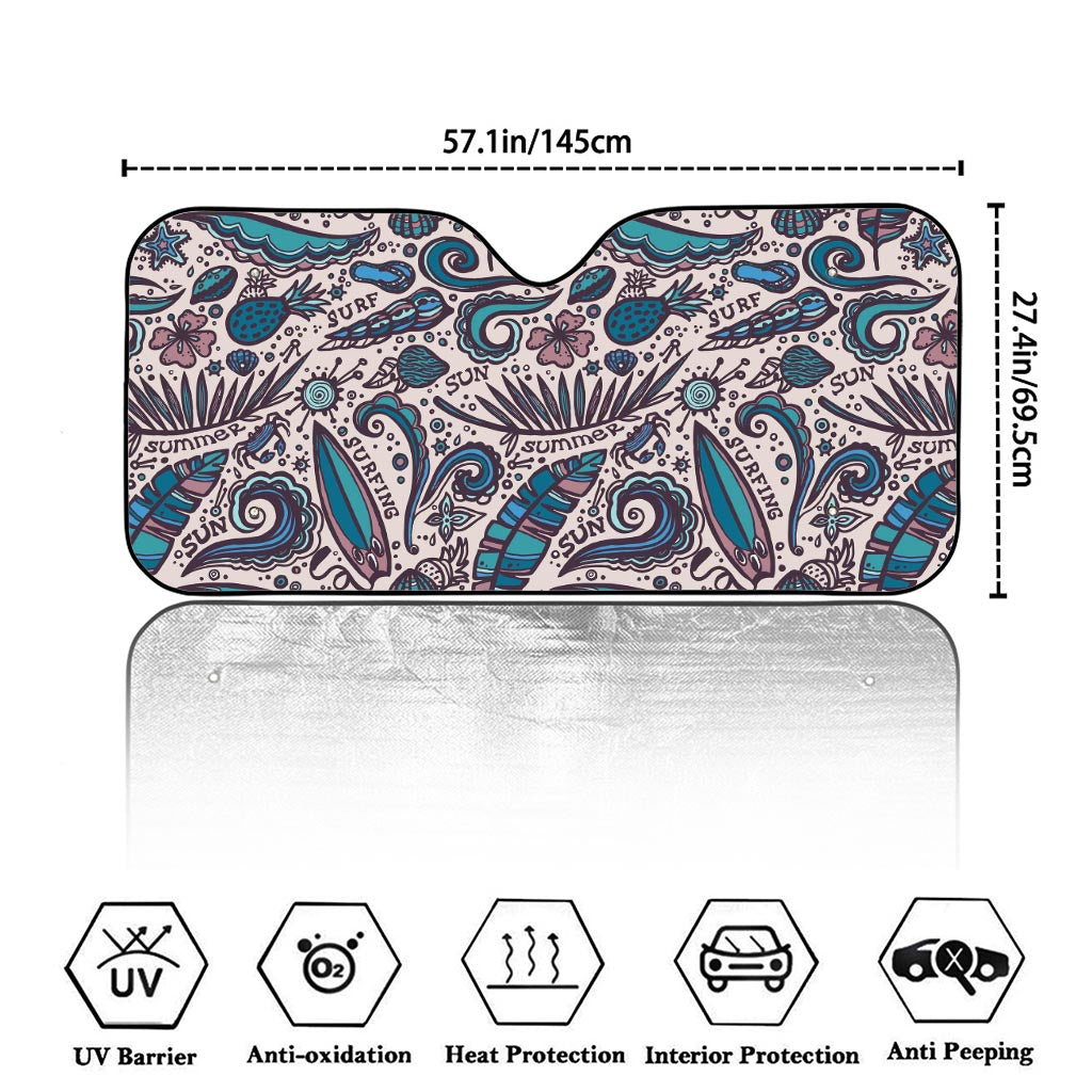 Summer Surfing Pattern Print Car Windshield Sun Shade