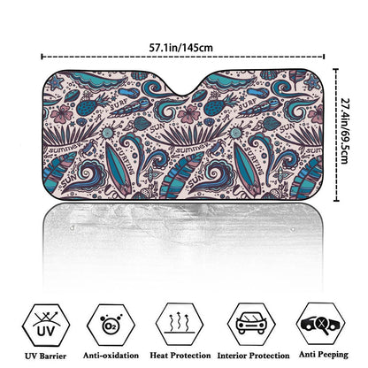 Summer Surfing Pattern Print Car Windshield Sun Shade
