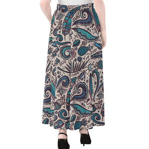 Summer Surfing Pattern Print Chiffon Maxi Skirt