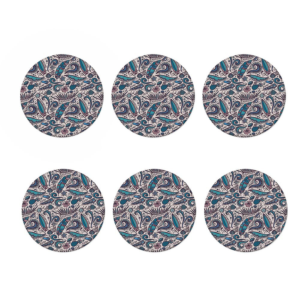 Summer Surfing Pattern Print Coaster Set