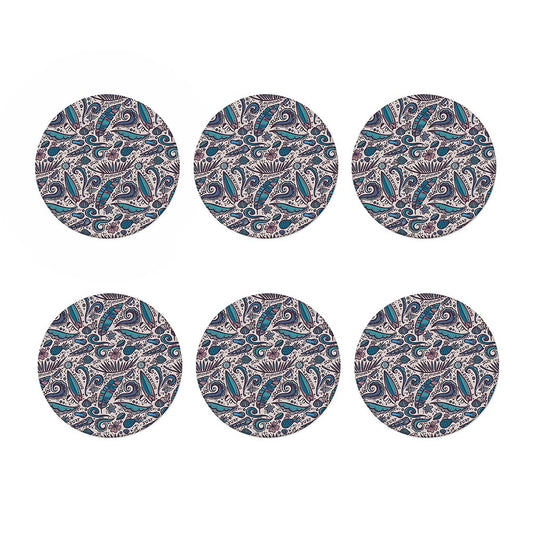 Summer Surfing Pattern Print Coaster Set
