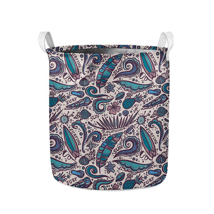 Summer Surfing Pattern Print Collapsible Laundry Basket