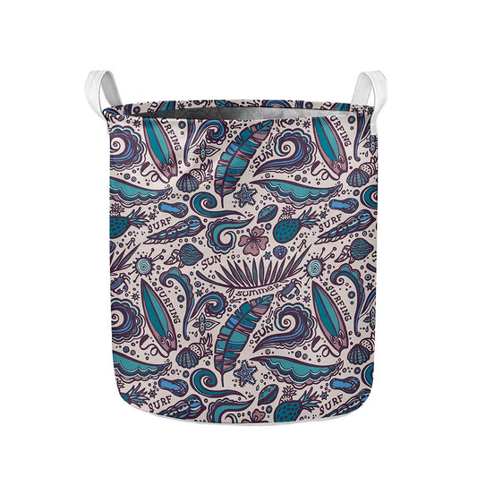Summer Surfing Pattern Print Collapsible Laundry Basket