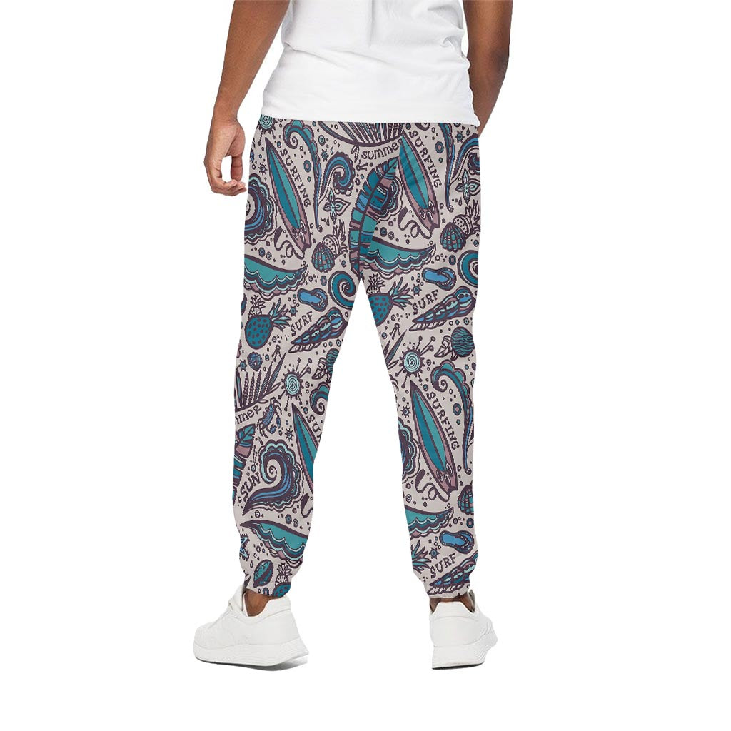 Summer Surfing Pattern Print Cotton Pants
