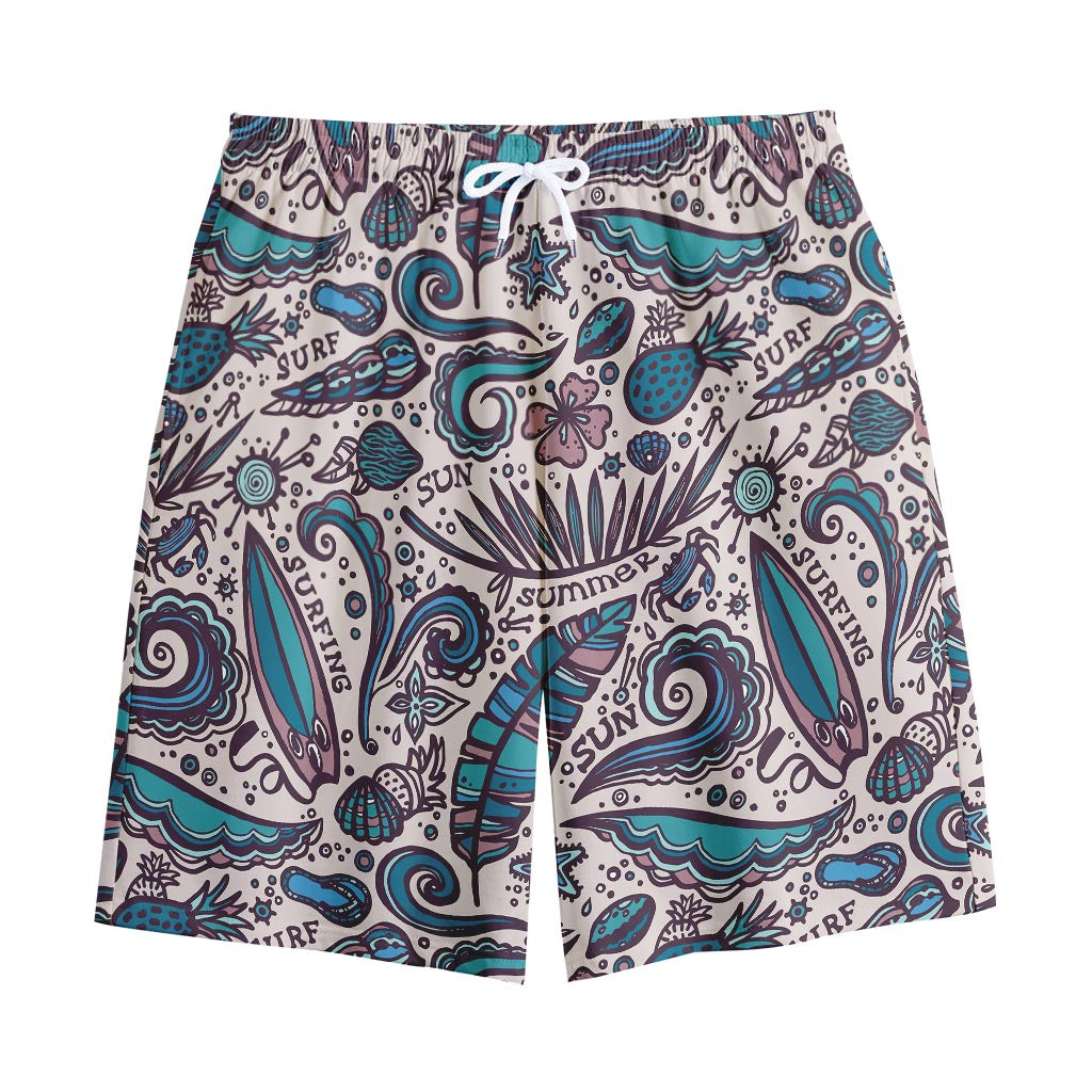 Summer Surfing Pattern Print Cotton Shorts
