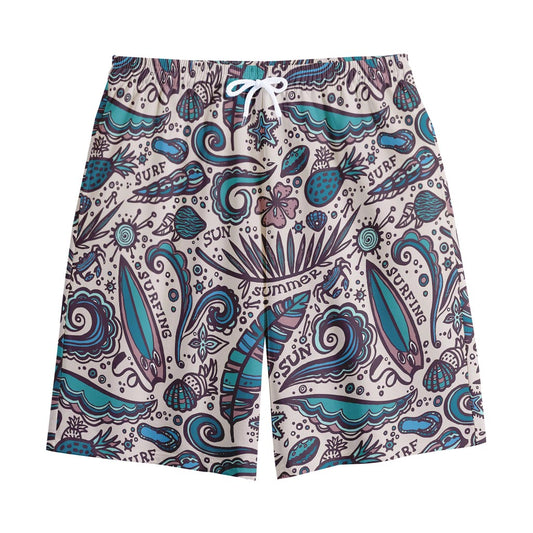 Summer Surfing Pattern Print Cotton Shorts