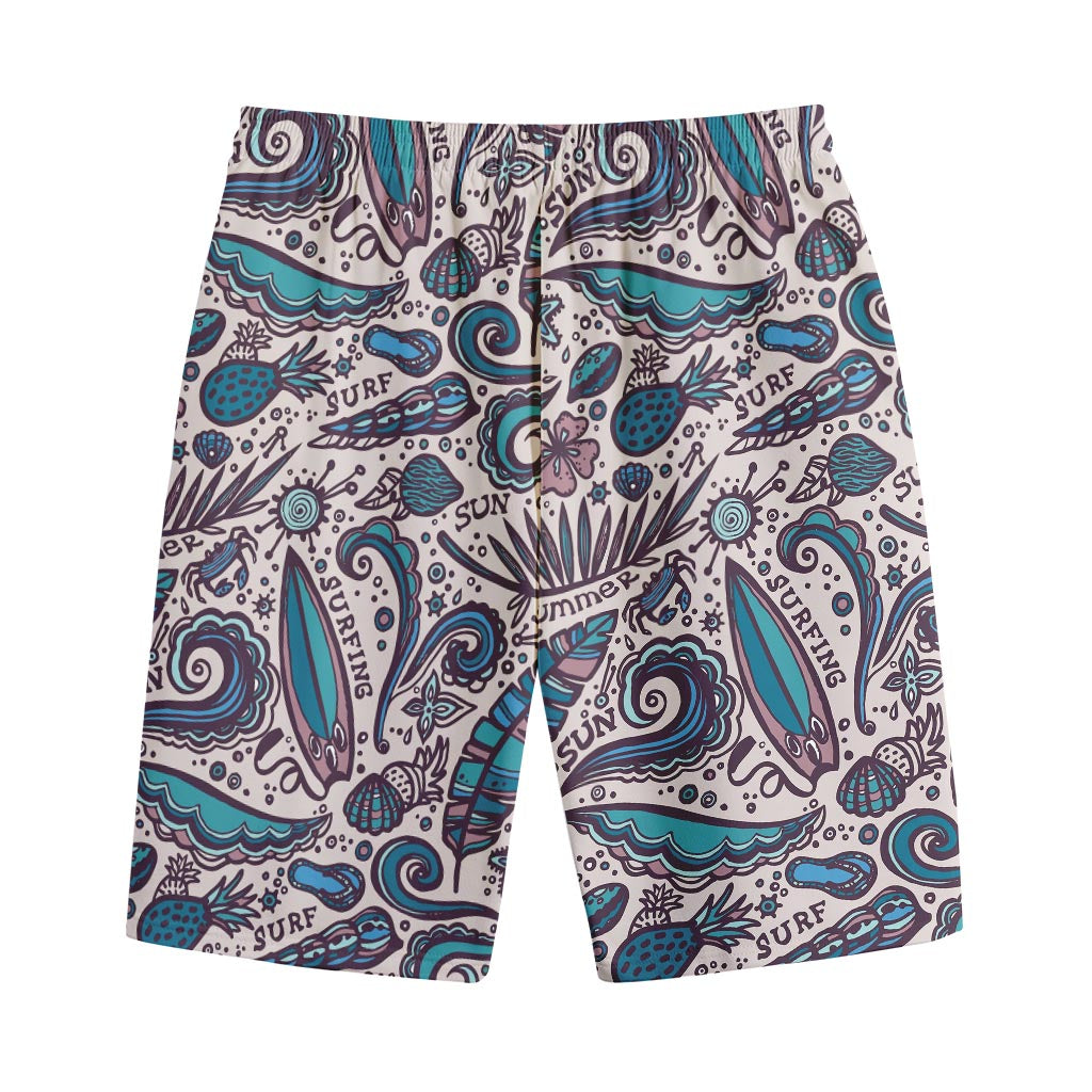 Summer Surfing Pattern Print Cotton Shorts
