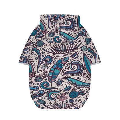 Summer Surfing Pattern Print Dog Zip Up Hoodie