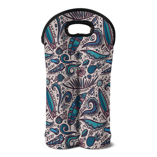 Summer Surfing Pattern Print Double Neoprene Wine Tote