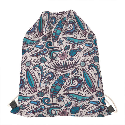 Summer Surfing Pattern Print Drawstring Bag