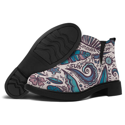 Summer Surfing Pattern Print Flat Ankle Boots