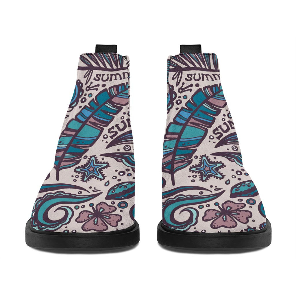 Summer Surfing Pattern Print Flat Ankle Boots