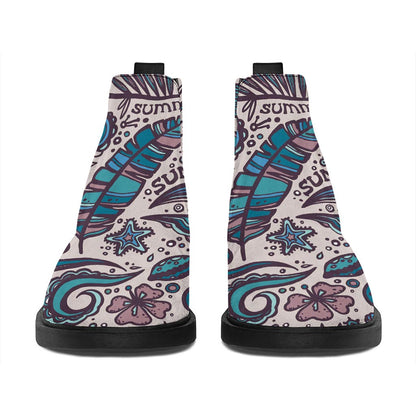 Summer Surfing Pattern Print Flat Ankle Boots