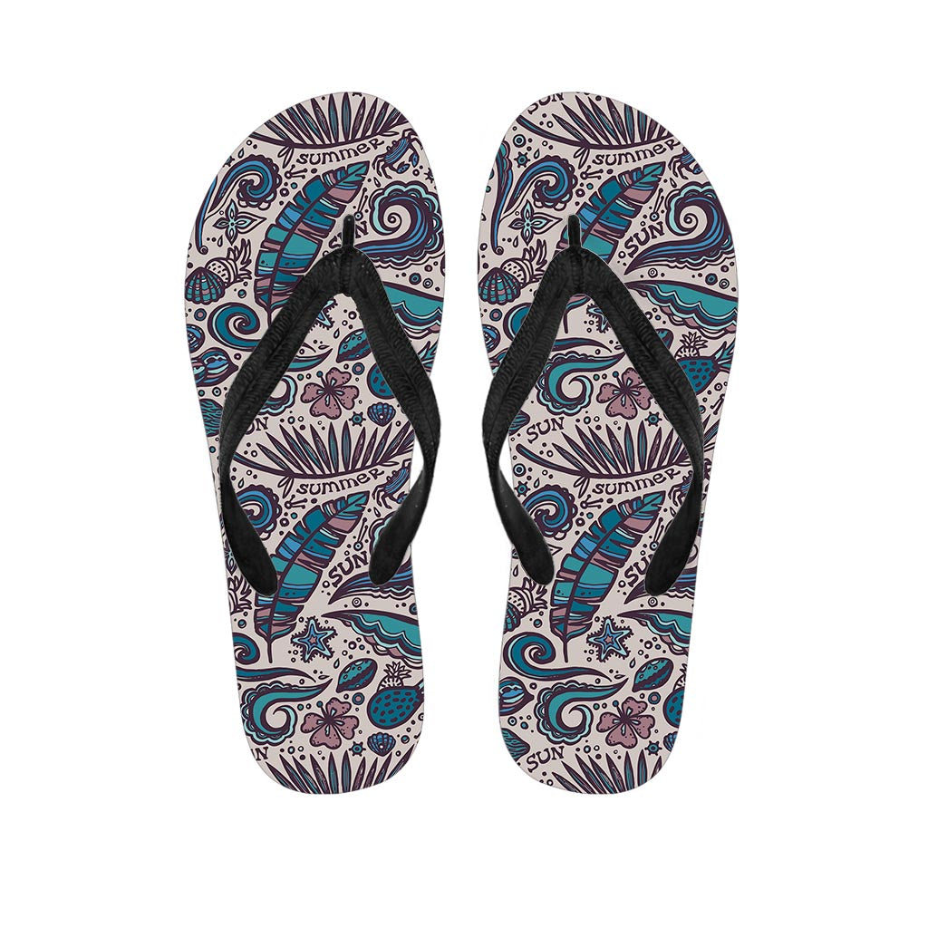 Summer Surfing Pattern Print Flip Flops