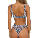 Summer Surfing Pattern Print Front Bow Tie Bikini