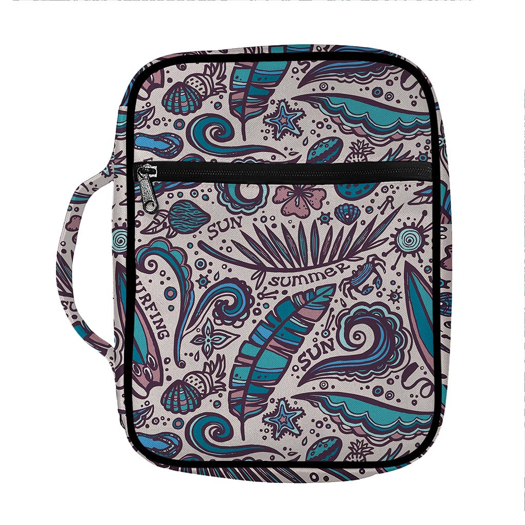 Summer Surfing Pattern Print Front Pocket Bible Bag