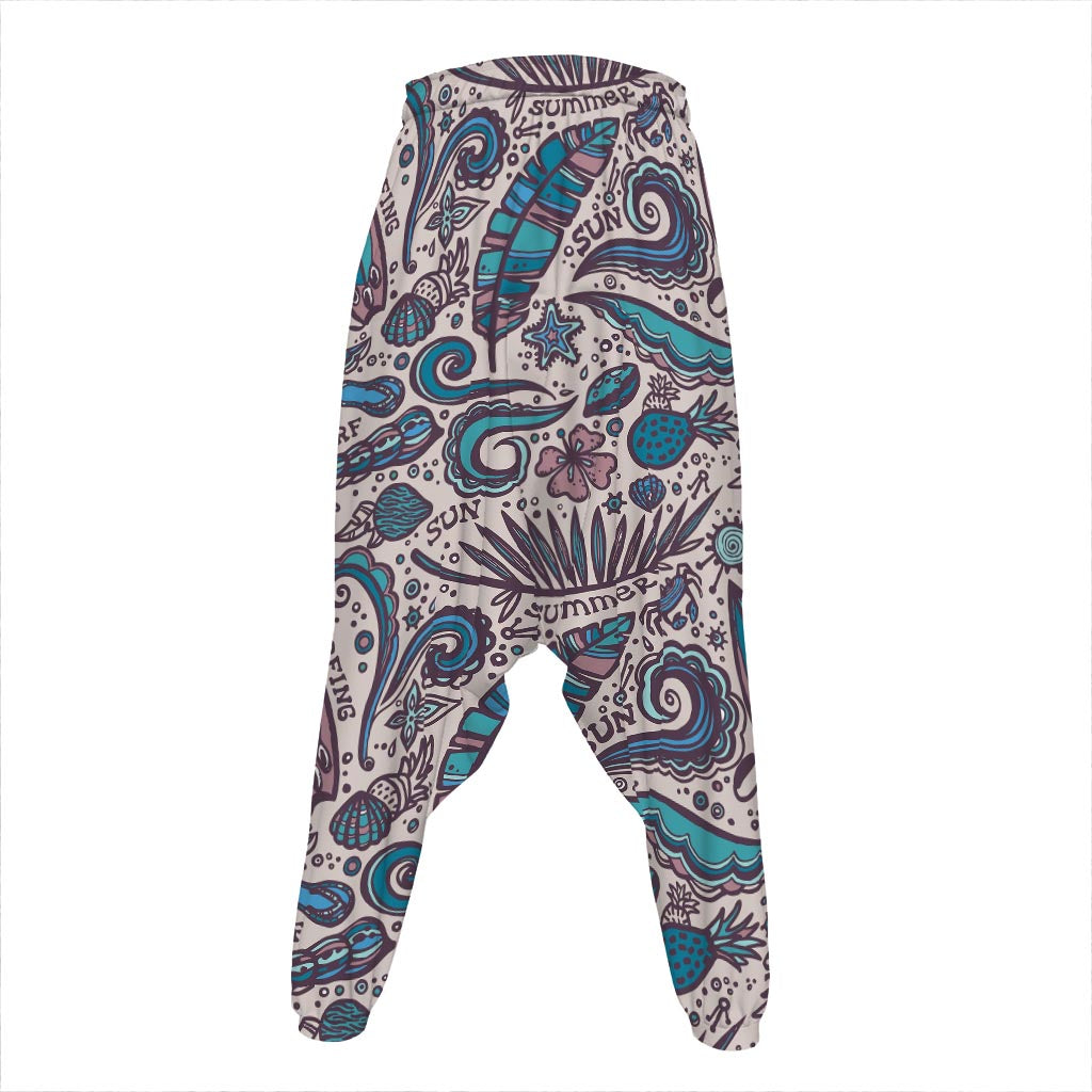 Summer Surfing Pattern Print Hammer Pants