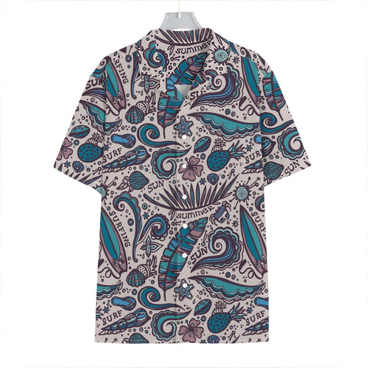Summer Surfing Pattern Print Hawaiian Shirt