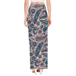 Summer Surfing Pattern Print High Slit Maxi Skirt