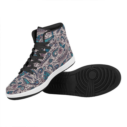 Summer Surfing Pattern Print High Top Leather Sneakers