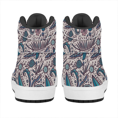 Summer Surfing Pattern Print High Top Leather Sneakers