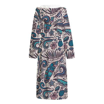 Summer Surfing Pattern Print Hooded Bathrobe