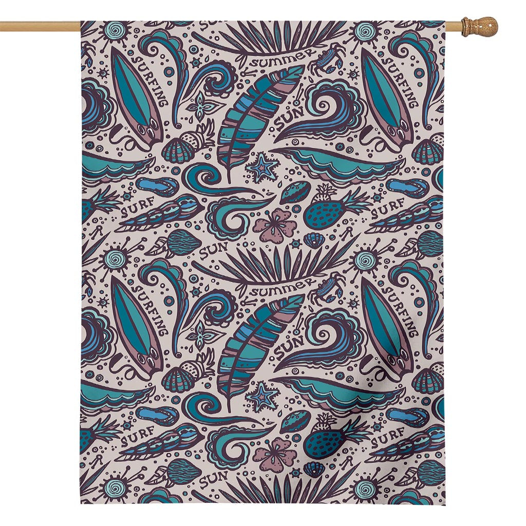 Summer Surfing Pattern Print House Flag