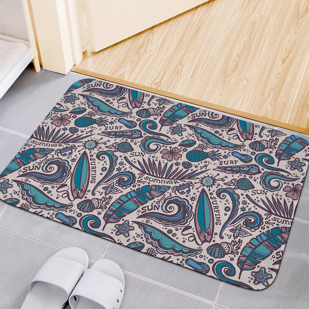 Summer Surfing Pattern Print Indoor Door Mat
