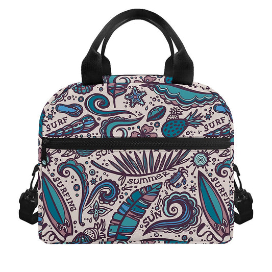 Summer Surfing Pattern Print Insulated Lunch Bag