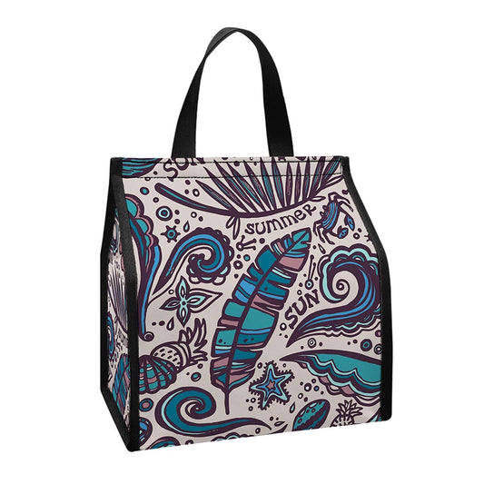 Summer Surfing Pattern Print Insulated Lunch Tote