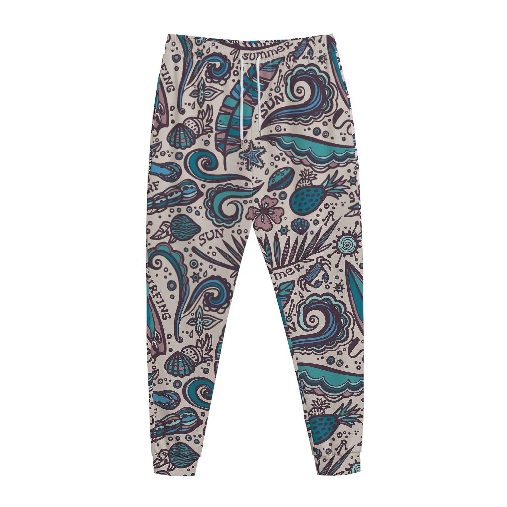 Summer Surfing Pattern Print Jogger Pants