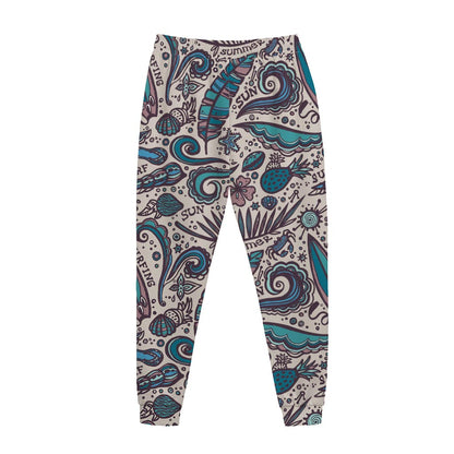 Summer Surfing Pattern Print Jogger Pants