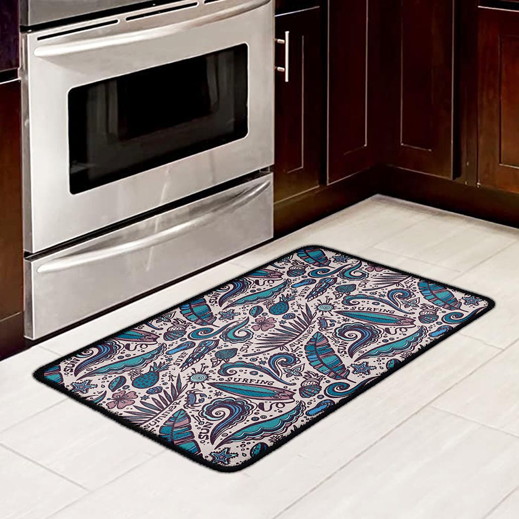 Summer Surfing Pattern Print Kitchen Mat