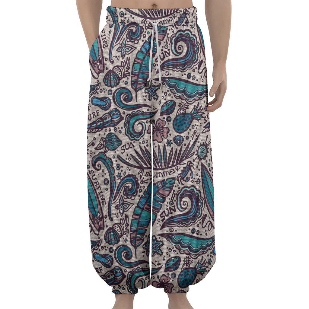 Summer Surfing Pattern Print Lantern Pants
